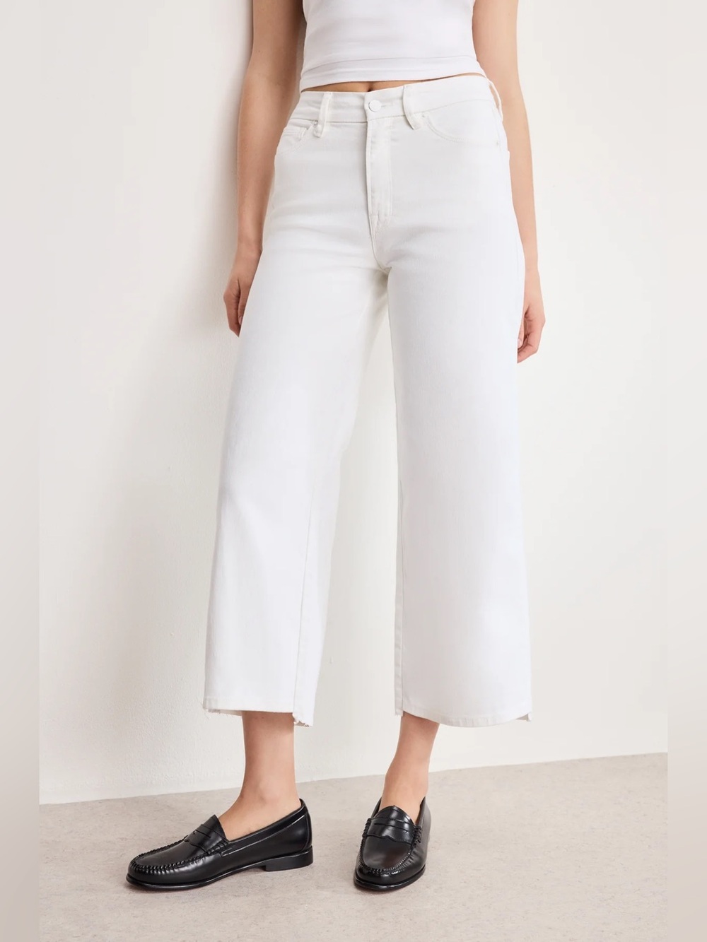 Good American Good Waist Palazzo Crop in White